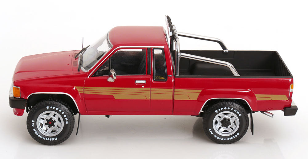 KK Scale 1985 Toyota Hilux Xtra Cab 4x4 Pickup Truck Red 1:18