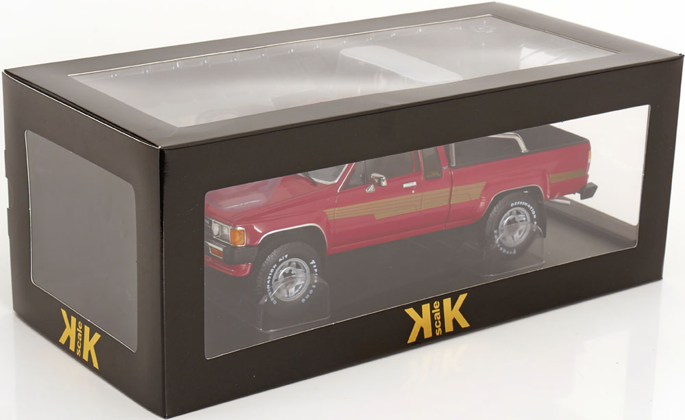 KK Scale 1985 Toyota Hilux Xtra Cab 4x4 Pickup Truck Red 1:18
