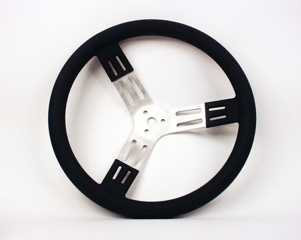 Longacre 15in Steering Wheel Blk Alum Smooth Grip 52-56801