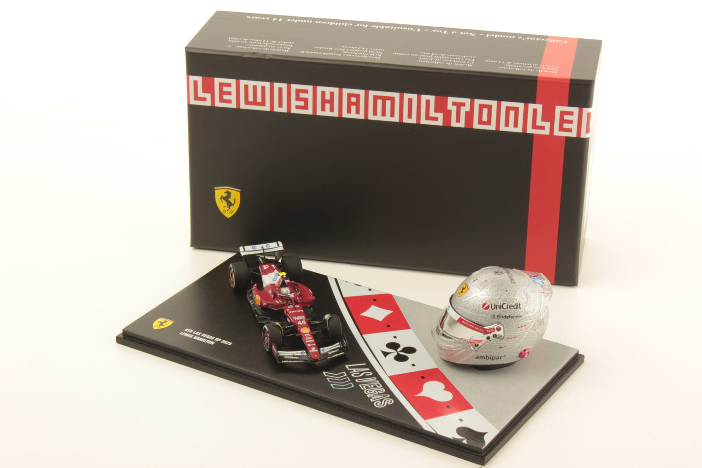 Looksmart Ferrari F1 SF-25 #44 Las Vegas GP 2025 (Hamilton) Car & Helmet Set 1:43