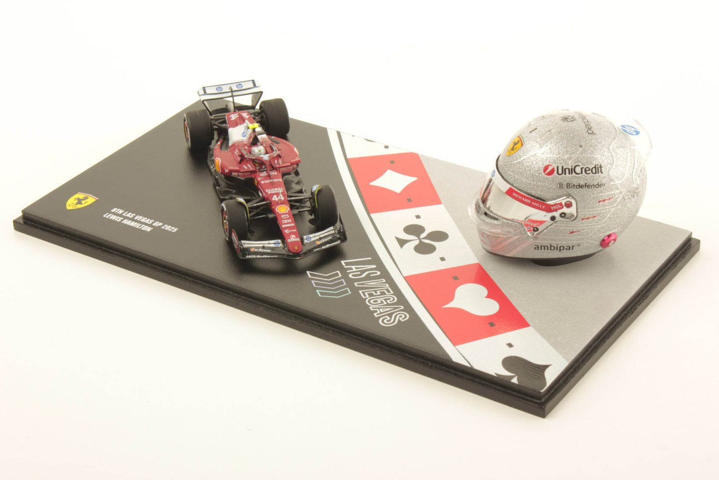 Looksmart Ferrari F1 SF-25 #44 Las Vegas GP 2025 (Hamilton) Car & Helmet Set 1:43