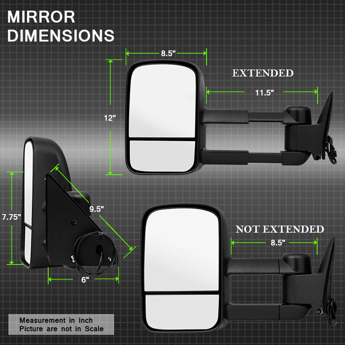 SPYDER xTune Chevy C10 88-98 Manual Extendable - Power Adjust Mirror - SET MIR-CCK88-PW-SET 9936135