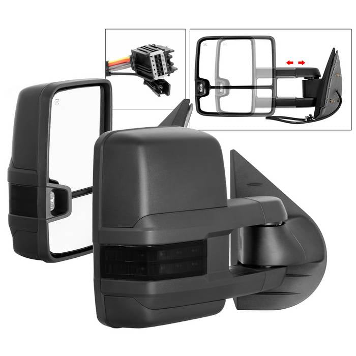 SPYDER xTune Chevy Silverado 07-13 Heated Smoke LED Signal Telescoping Mirrors MIR-CSIL07S-G2-PWH-SM-SET 9936722