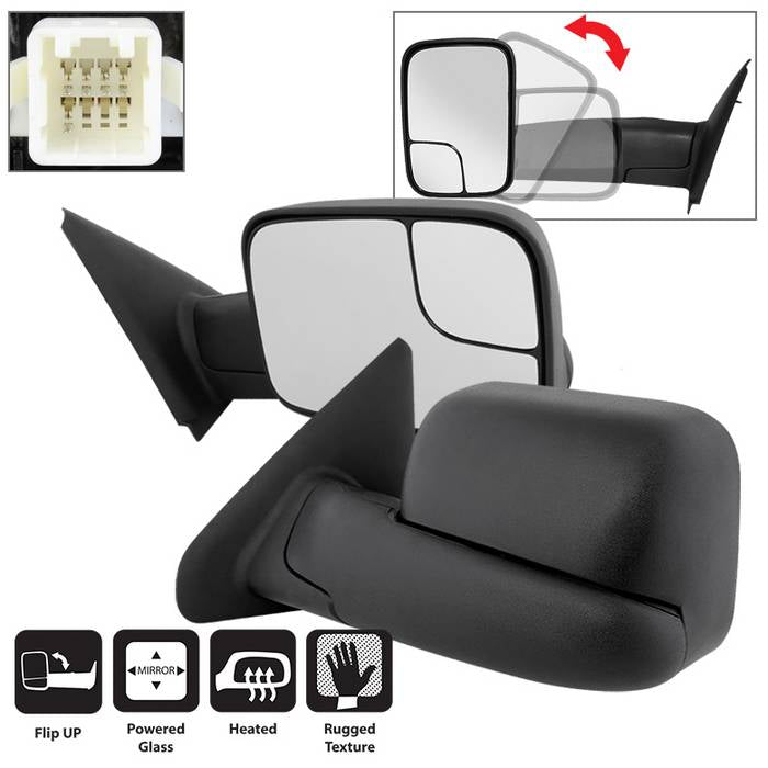 SPYDER xTune 02-09 Dodge Ram 1500/2500/3500 Extendable - Power Heated Mirrors MIR-DRAM02-PW-SET 9935732