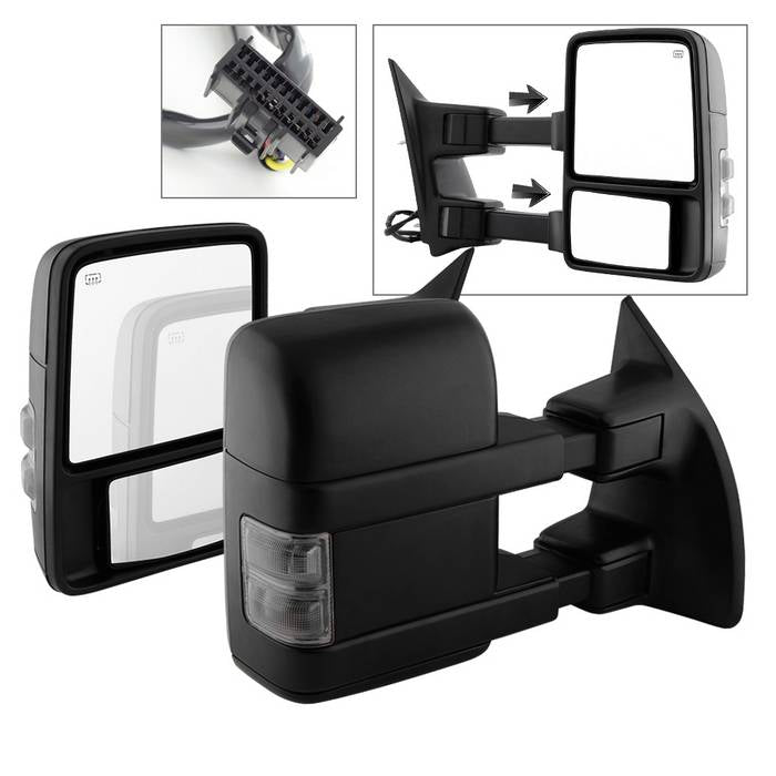 SPYDER xTune Ford SuperDuty 08-15 Extendable Heated Mirrors w/ LED Signal Smoke MIR-FDSD08S-PW-SM-SET 9935831