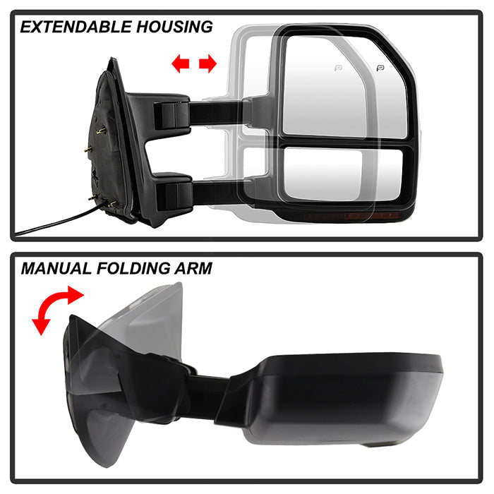 SPYDER xTune 99-07 Ford SuperDuty Heated LED Telescoping Pwr Mirrors-Smk (Pair) (MIR-FDSD99S-G4-PW-RSM-SET) 9943157
