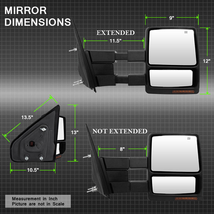 SPYDER Xtune Ford F150 04-06 Power Heated Amber LED Signal Telescoping Mirror Right MIR-FF15004S-PWH-AM-R 9935374