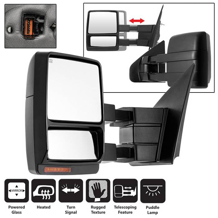 SPYDER Xtune Ford F150 07-14 Power Heated Amber LED Signal Telescoping Mirror Left MIR-FF15007S-PWH-AM-L 9935381