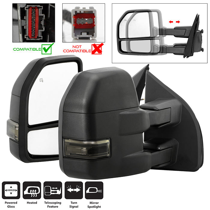 SPYDER xTune 15-17 Ford F-150 Heated LED Telescoping Pwr Mirrors - Smk (Pair) (MIR-FF15015S-G4-PWH-SM-SET) 9943065