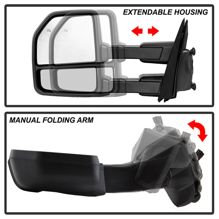 SPYDER xTune 15-17 Ford F-150 Heated LED Telescoping Pwr Mirrors - Smk (Pair) (MIR-FF15015S-G4-PWH-SM-SET) 9943065