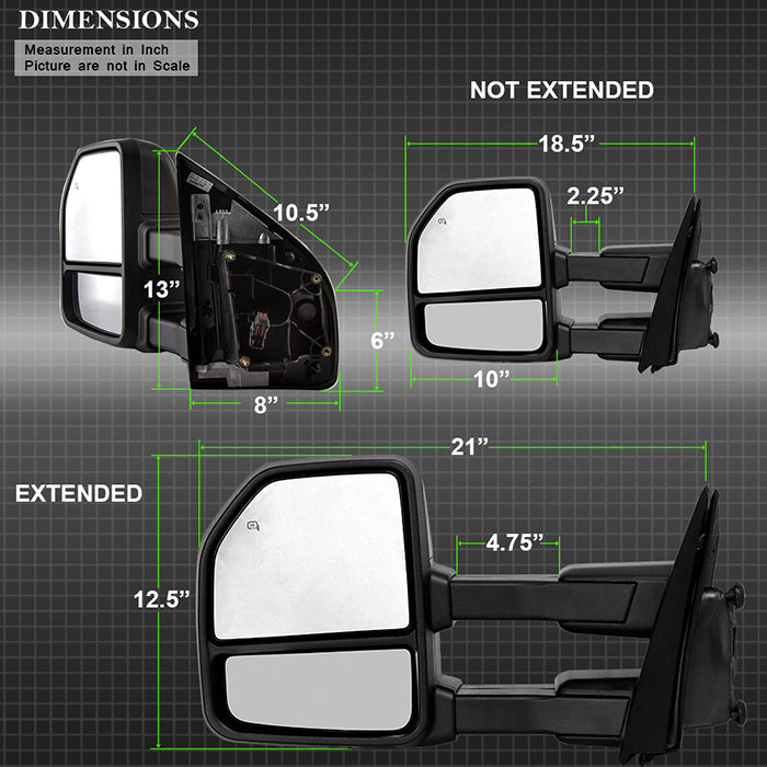 SPYDER xTune 15-17 Ford F-150 Heated LED Telescoping Pwr Mirrors - Smk (Pair) (MIR-FF15015S-G4-PWH-SM-SET) 9943065