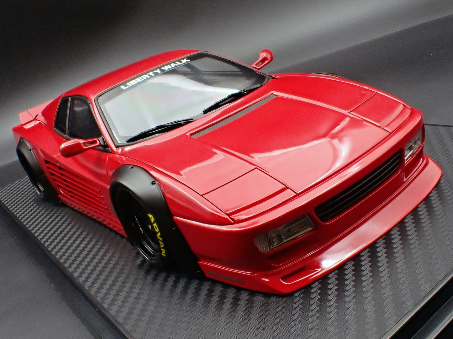 Ignition-Model Ferrari Testarossa 512 LBWK LB-Works Rosso Corsa Red w/ Black Wheels 1:18