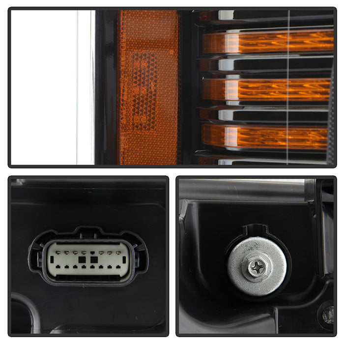 xTune Ford F150 18-20 Amber DRL Full LED Two Projector Headlights - Black PRO-CH-FF15018S-FLED-AM-BK 9949579