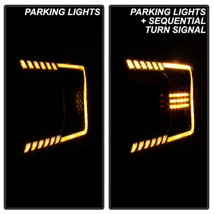 xTune Ford F150 18-20 Amber DRL Full LED Two Projector Headlights - Black PRO-CH-FF15018S-FLED-AM-BK 9949579