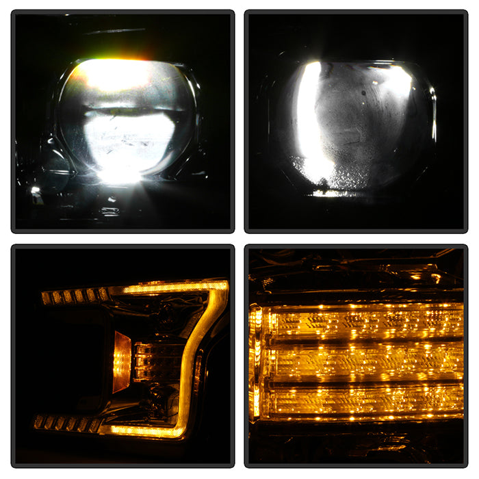 xTune Ford F150 18-20 Amber DRL Full LED Two Projector Headlights - Chrome PRO-CH-FF15018S-FLED-AM-C 9949586