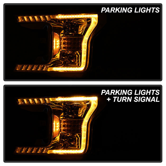 xTune Ford F150 18-20 Amber DRL Full LED Two Projector Headlights - Chrome PRO-CH-FF15018S-FLED-AM-C 9949586