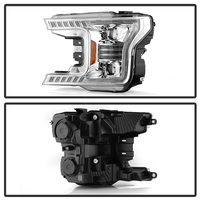 xTune Ford F150 18-20 Amber DRL Full LED Two Projector Headlights - Chrome PRO-CH-FF15018S-FLED-AM-C 9949586