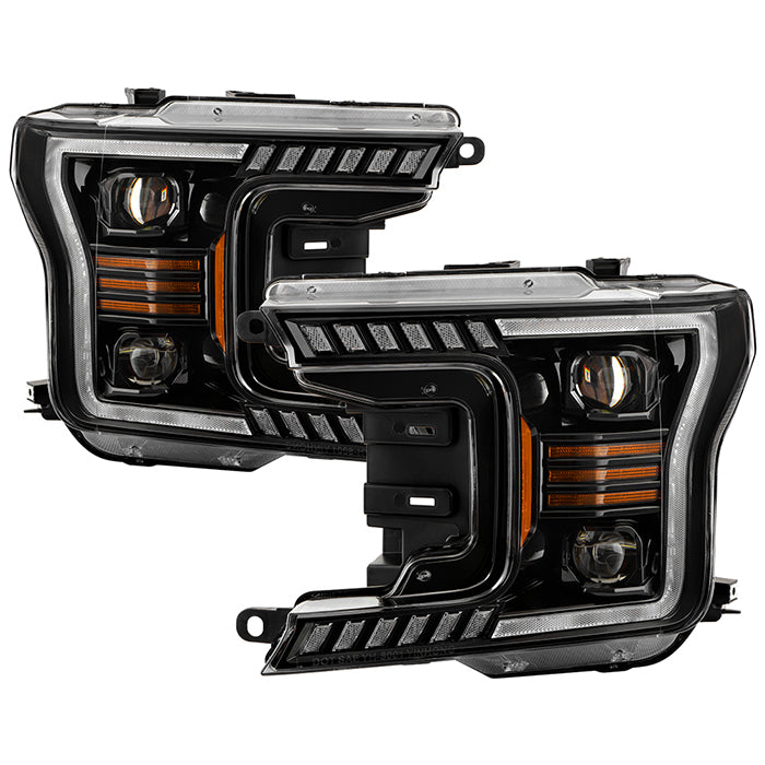 xTune Ford F150 18-20 White DRL Full LED Two Projector Headlights - Black PRO-CH-FF15018S-FLED-BK 9949593