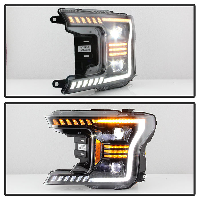 xTune Ford F150 18-20 White DRL Full LED Two Projector Headlights - Black PRO-CH-FF15018S-FLED-BK 9949593