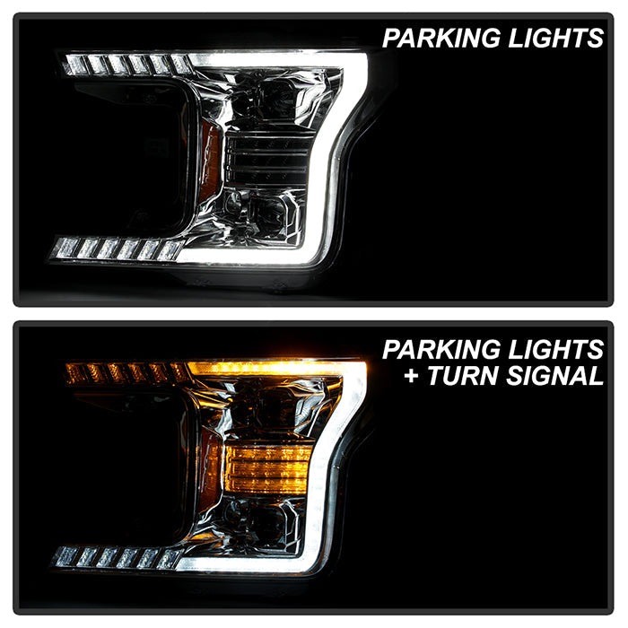 xTune Ford F150 18-20 White DRL Full LED Two Projector Headlights - Chrome PRO-CH-FF15018S-FLED-C 9949609
