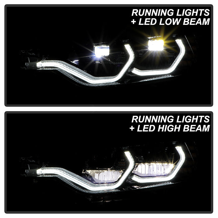 SPYDER xTune BMW F30 LED DRL Projector Headlights - Black (PRO-JH-BMWF3012-LED-BK) 9950421