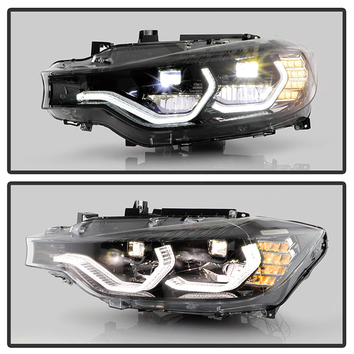 SPYDER xTune BMW F30 LED DRL Projector Headlights - Black (PRO-JH-BMWF3012-LED-BK) 9950421
