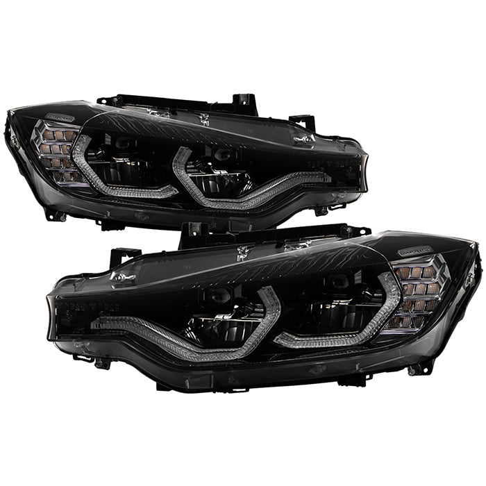 SPYDER xTune BMW F30 (Halogen Model) w/ LED DRL Projector Headlights - Blk Smoke PRO-JH-BMWF3012-LED-BSM 9950445
