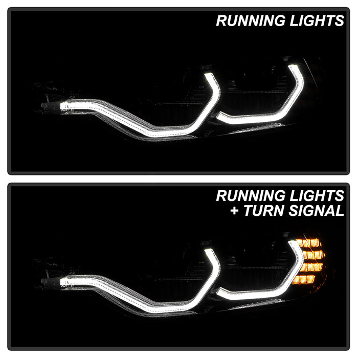 SPYDER xTune BMW F30 (Halogen Model) w/ LED DRL Projector Headlights - Blk Smoke PRO-JH-BMWF3012-LED-BSM 9950445