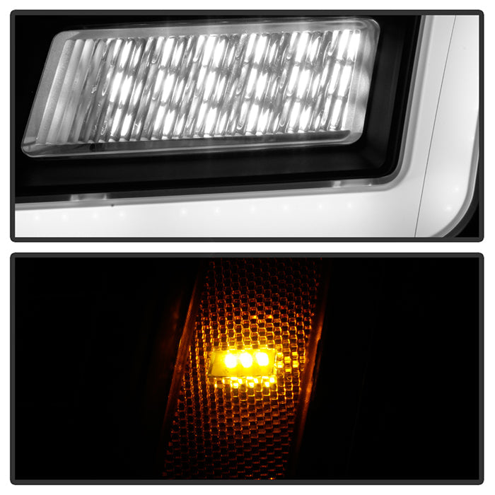 xTune 07-14 Cadillac Escalade DRL LED Light Bar Proj. Headlights - Black Smoked PRO-JH-CAES07-LB-BSM 9049071