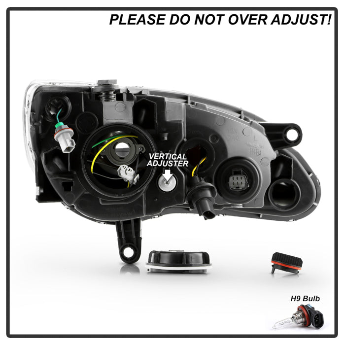 SPYDER xTune Chrysler 200 11-14 Halogen Proj. Headlights w/ Light Bar - Blk PRO-JH-CHR211-LBDRL-BK 9055546