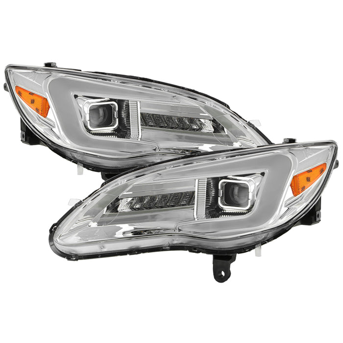 SPYDER xTune Chrysler 200 11-14 Halogen Proj. Headlights w/ Light Bar - Chrome PRO-JH-CHR211-LBDRL-C 9055553