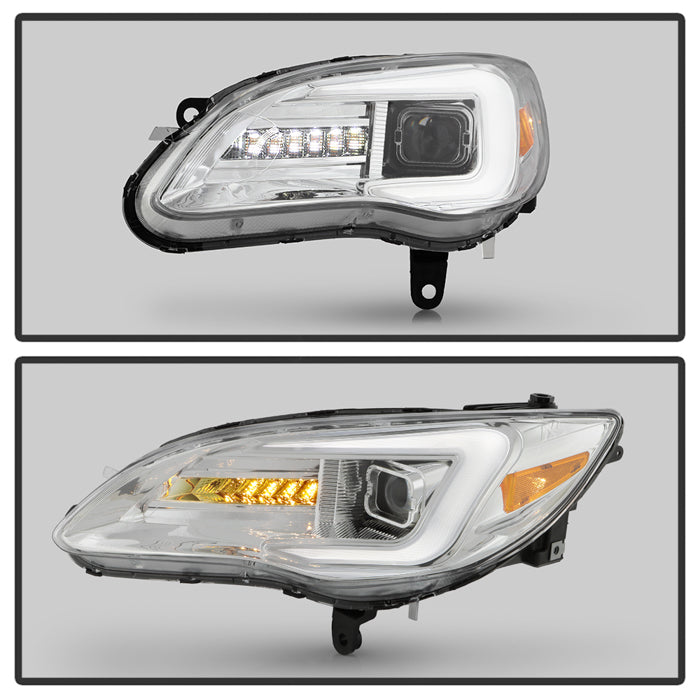 SPYDER xTune Chrysler 200 11-14 Halogen Proj. Headlights w/ Light Bar - Chrome PRO-JH-CHR211-LBDRL-C 9055553
