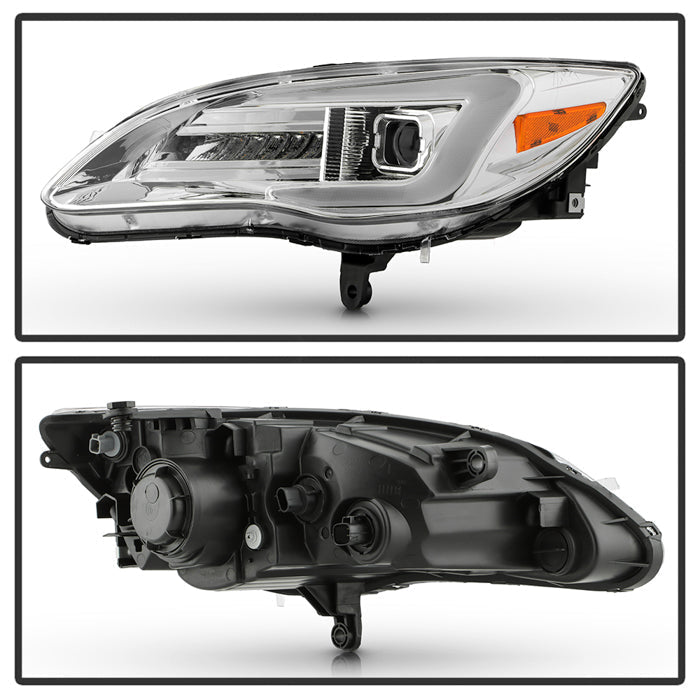 SPYDER xTune Chrysler 200 11-14 Halogen Proj. Headlights w/ Light Bar - Chrome PRO-JH-CHR211-LBDRL-C 9055553