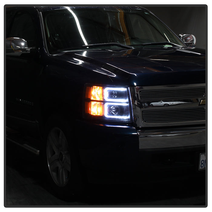 SPYDER Xtune Chevy Silverado 1500/2500/3500 07-13 Projector Headlights Black PRO-JH-CS07-LED-BK 9027796