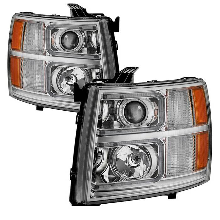 SPYDER Xtune Chevy Silverado 1500/2500/3500 07-13 Halo Projector Headlights Chrome PRO-JH-CS07-LED-C 9027802