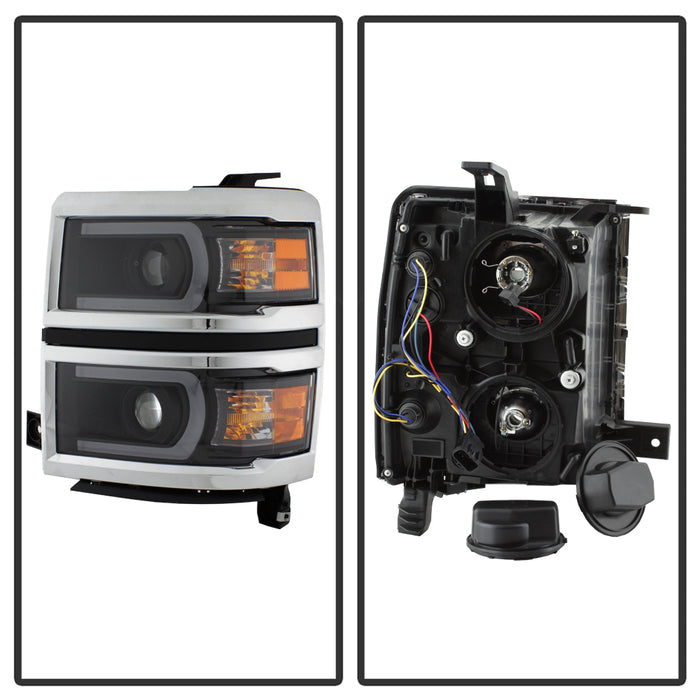 SPYDER Xtune Chevy Silverado 1500 14-15 Projector Headlights Light Bar Drl Black PRO-JH-CS14-LBDRL-BK 9034961