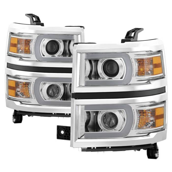 SPYDER Xtune Chevy Silverado 1500 14-15 Projector Headlights Light Bar Drl Chrome PRO-JH-CS14-LBDRL-C 9034985
