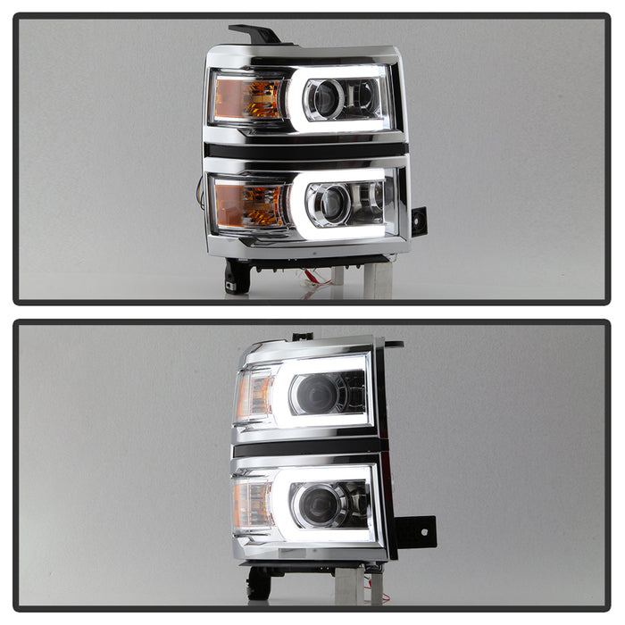 SPYDER Xtune Chevy Silverado 1500 14-15 Projector Headlights Light Bar Drl Chrome PRO-JH-CS14-LBDRL-C 9034985