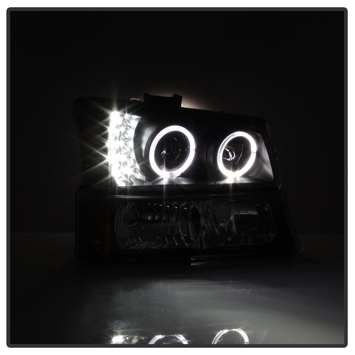 SPYDER xTune Chevy Silverado 03-06 Projector Headlights 4pcs - LED Halo - Black PRO-JH-CSIL03-SET-BK 9036774