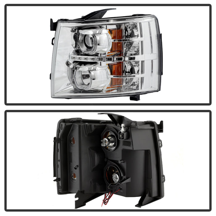 SPYDER Xtune Chevy Silverado 1500/2500/3500 07-13 LED Halo Projector Headlights Chrome PRO-JH-CSIL07-CFB-C 9032202