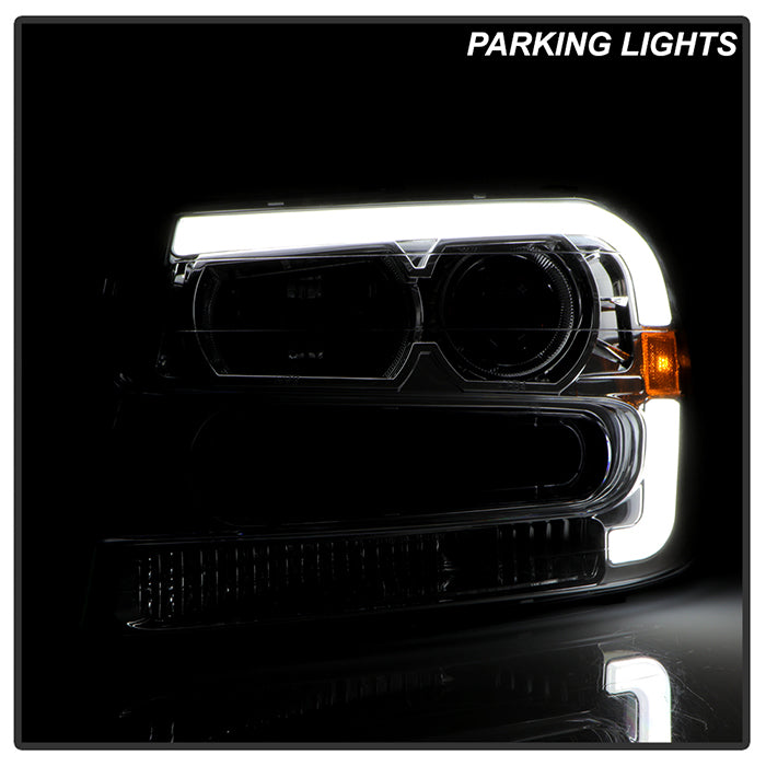 SPYDER xTune 02-09 Chevrolet Trailblazer Projector Headlights Light Bar DRL - Chrome (PRO-JH-CTB02-LBDRL-C) 9050756