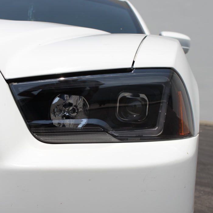 SPYDER xTune 11-14 Dodge Charger Projector Headlights - Halogen - DRL - Black (PRO-JH-DCHA11-LB-BK) 9041730
