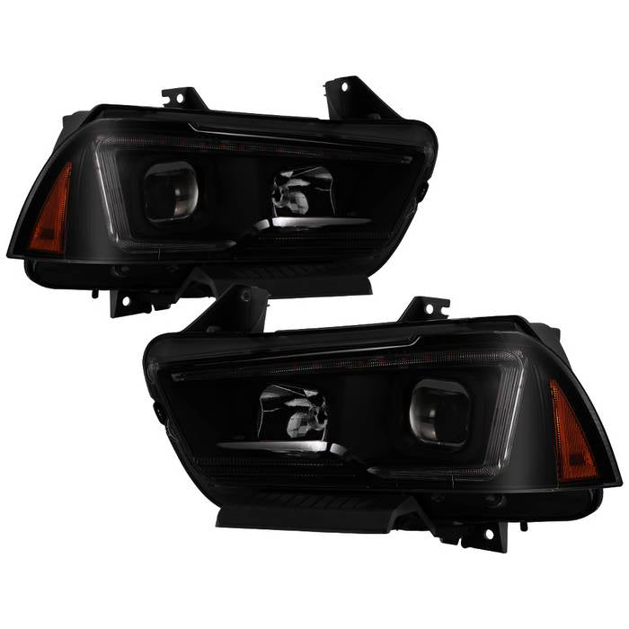 SPYDER xTune 11-14 Dodge Charger Projector Headlights - Halogen - DRL - Black Smoked (PRO-JH-DCHA11-LB-BSM) 9041747