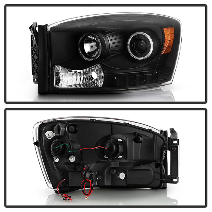 SPYDER Xtune Dodge Ram 1500 06-08 / Ram 2500/3500 06-09 Halo Projector Headlights Black PRO-JH-DR06-LED-BK 9028328