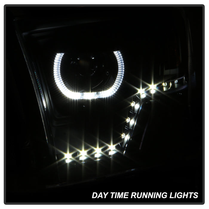 SPYDER xTune Dodge Ram 2009-2014 Halo LED Projector Headlights - Black PRO-JH-DR09-CFB-BK 9036729