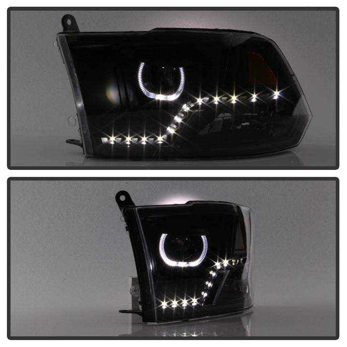 SPYDER xTune Dodge Ram 2009-2014 Halo LED Projector Headlights - Black PRO-JH-DR09-CFB-BK 9036729