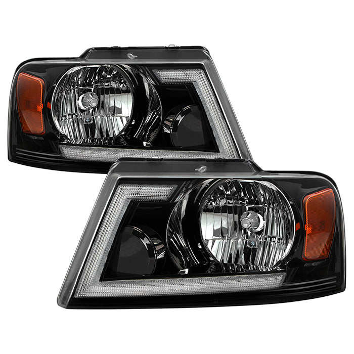 SPYDER xTune 04-08 Ford F150 S/B LED Sig w/DRL Crystal Headlights - Black (PRO-JH-FF15004-LED-SB-BK) 9950216