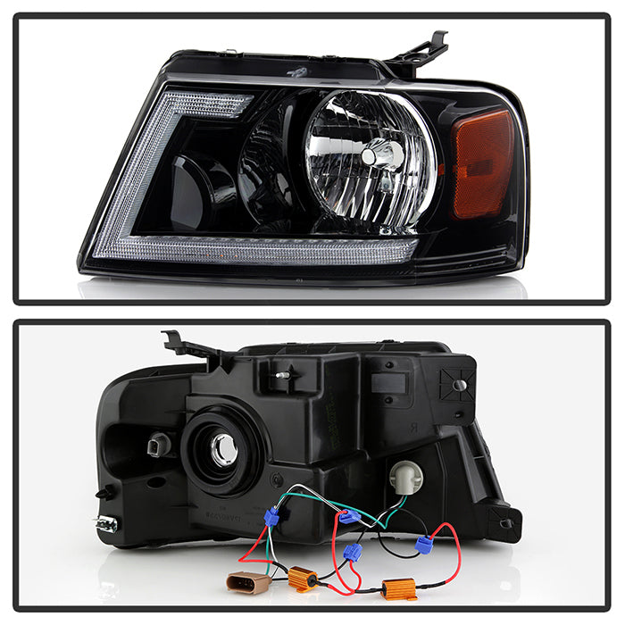 SPYDER xTune 04-08 Ford F150 S/B LED Sig w/DRL Crystal Headlights - Black (PRO-JH-FF15004-LED-SB-BK) 9950216