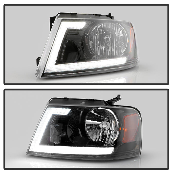 SPYDER xTune 04-08 Ford F150 S/B LED Sig w/DRL Crystal Headlights - Black (PRO-JH-FF15004-LED-SB-BK) 9950216