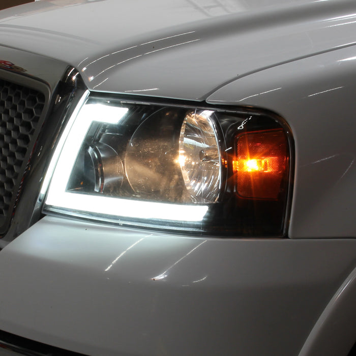 SPYDER xTune 04-08 Ford F150 S/B LED Sig w/DRL Crystal Headlights - Black (PRO-JH-FF15004-LED-SB-BK) 9950216
